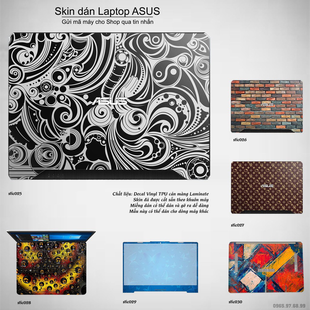 Skin dán Laptop Asus in hình Hoa văn sticker nhiều mẫu 5 (inbox mã máy cho Shop)