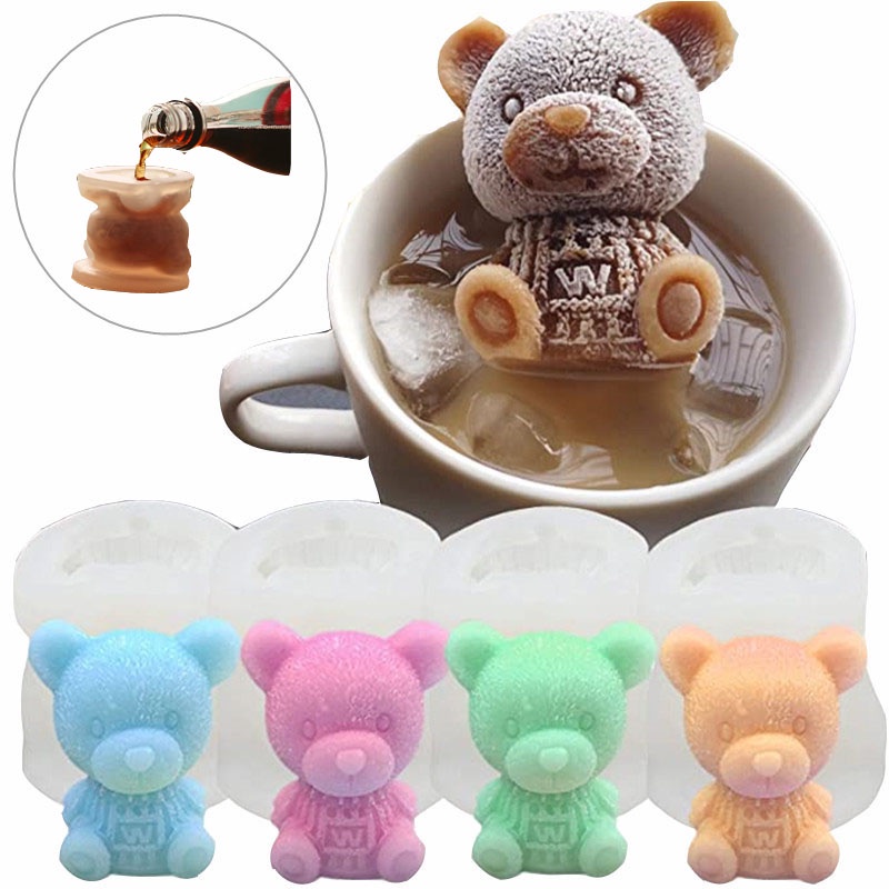 Khuôn Silicone Làm Nước Đá/Chocolate Hình Gấu Teddy 3D