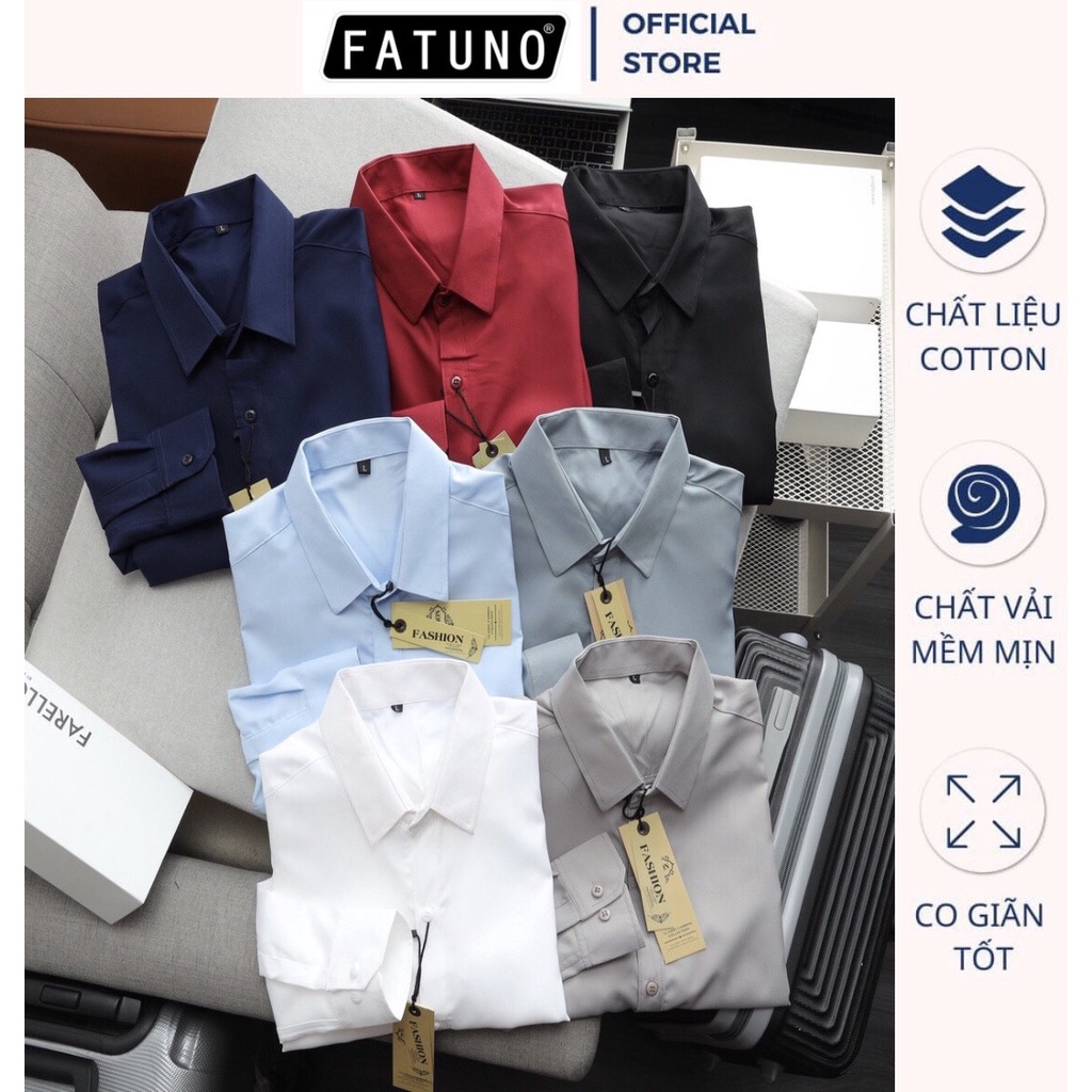 Áo sơ mi nam dài tay cổ bẻ FATUNO vải cotton lụa thái chống nhăn chống xù cực sang trọng