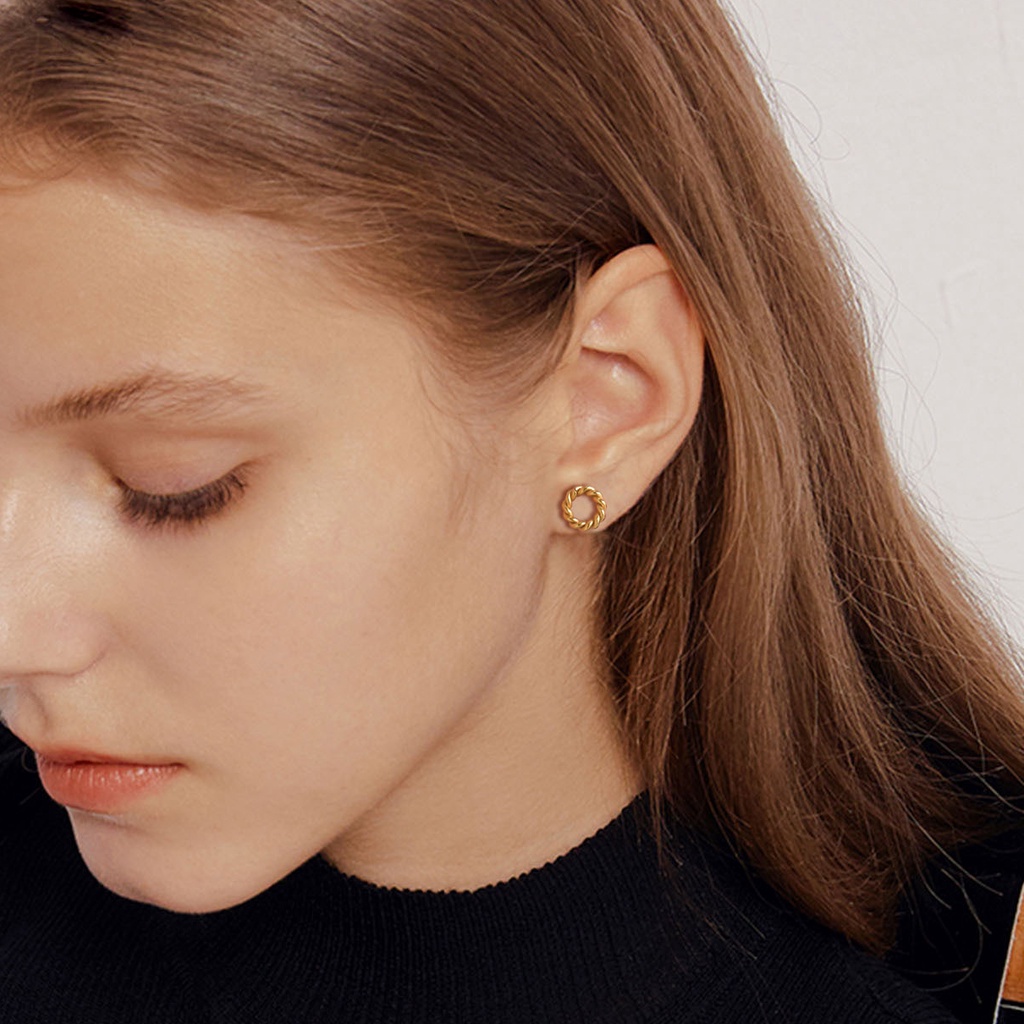 Vnox Đôi Khuyên Tai Vòng Tròn Xoắn Mạ Vàng Trang Sức Kiểu Hàn Quốc Đơn Giản Dành Cho Bạn Nữ