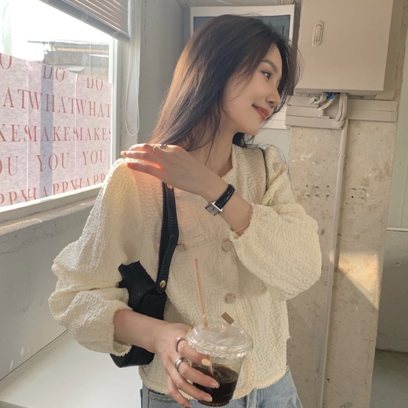 Áo Kiểu Tay Dài Phối Ren Họa Tiết Kẻ Sọc Thời Trang 2022 Cho Nữ