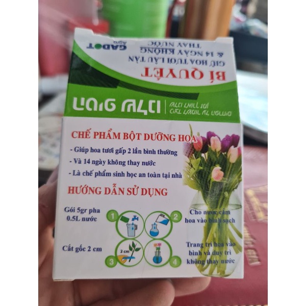Hộp 10 gói Dưỡng hoa tươi lâu Long Life nhập khẩu Israel giúp hoa lâu tàn, tươi lâu gói 5 gram