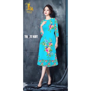 Vải áo dài cách tân chân váy hoa