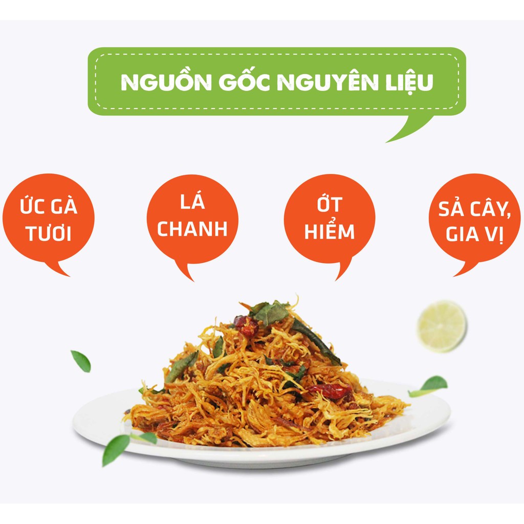 Khô gà lá chanh xé cay 500g đồ ăn vặt Vfarmie