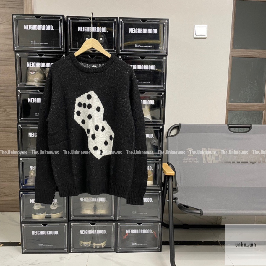 [Mirror Quality]-Áo Knit Stussy Dice Mohair Sweater Black,Áo Len STUSSY cao cấp full túi tag