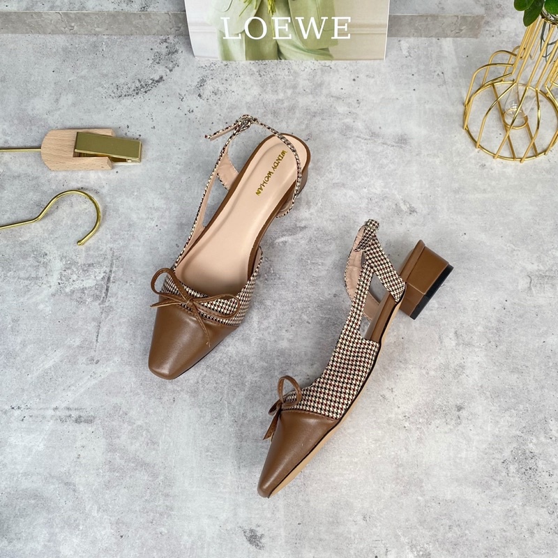 Giày cao gót nữ mũi vuông Toffly Slingback Captoe phối nơ cao 3cm size 35 đến size 42 cho nàng ngoại cỡ - Toffly Shoes
