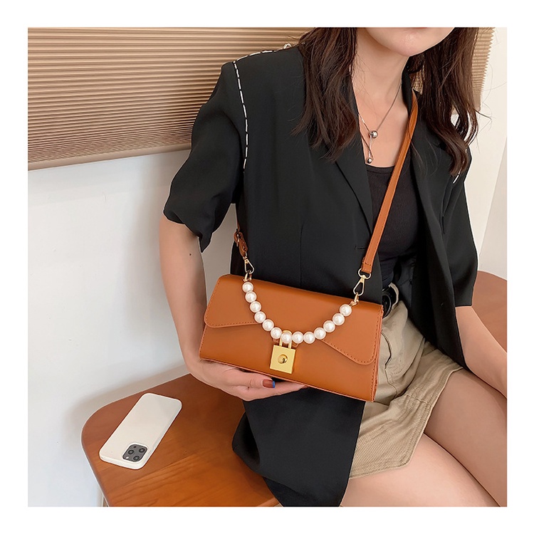 Túi xách JASMIN NOIR da PU hình gối quai xách ngọc trai thời trang dành cho nữ