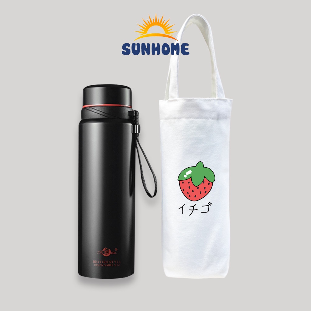 Túi đựng bình giữ nhiệt ly cốc nước SUNHOME vải canvas nhiều hình cute dễ thương
