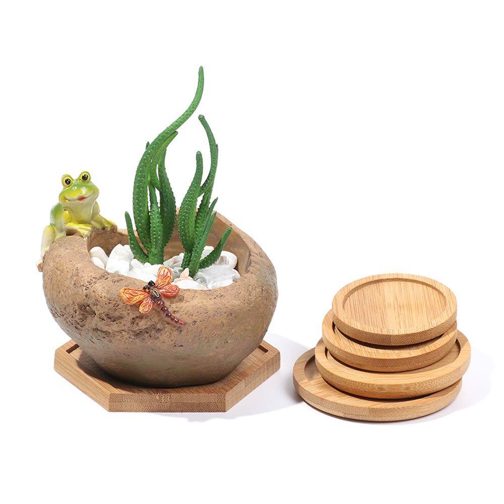 Giá Đỡ Chậu Cây Cảnh Bằng Gỗ Tre Hình Tròn / Vuông Độc Đáo Trang Trí Sân Vườn