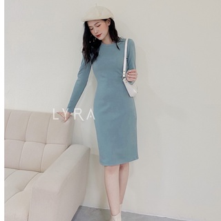 Váy len tăm body dài thiết  kế by LYRA, chất len nhung dày mịn trơn basic cổ tròn xinh xắn, nữ tính-LWTVD366