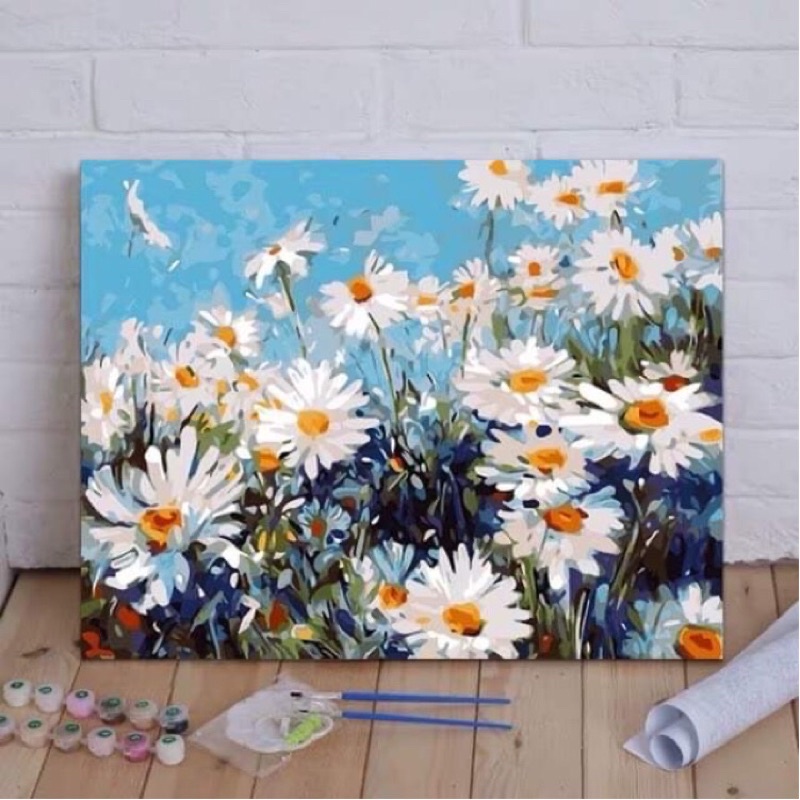 Tranh sơn dầu số hoá DIY/ tranh tô màu theo số đã căng khung kích thước 40x50