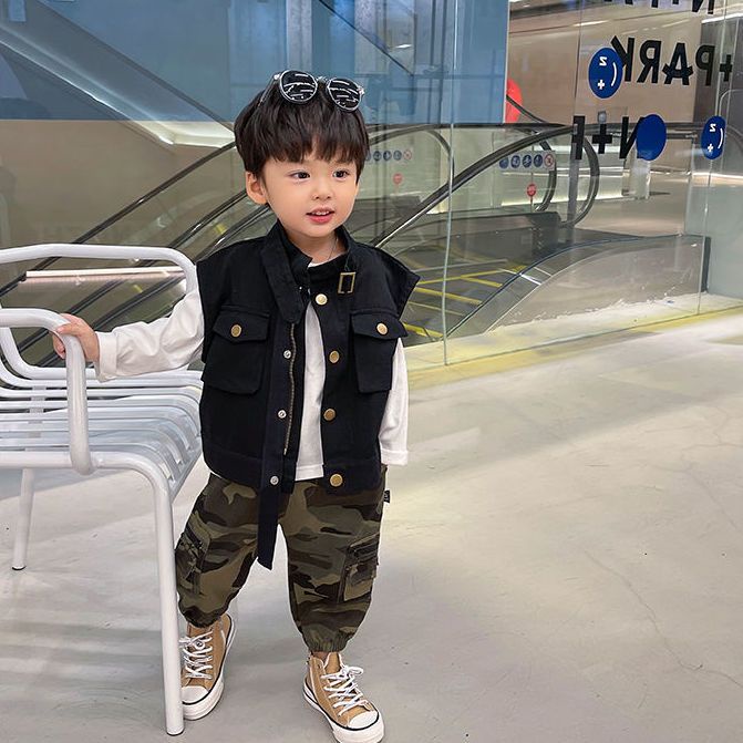 Áo Khoác Sát Nách Kiểu Hàn Quốc Thời Trang Xuân Thu Cho Bé Trai