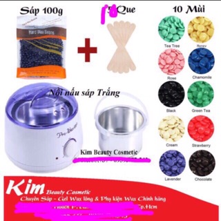 Combo nồi nấu sáp wax lông và 100gr sáp hard wax beans + 10 que