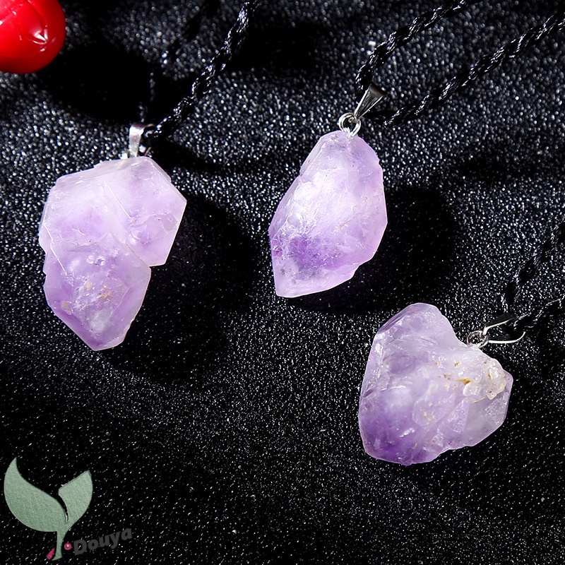 Mặt Vòng cổ Đá Thạch Anh Tím Tự Nhiên Làm Trang Sức Thời Trang