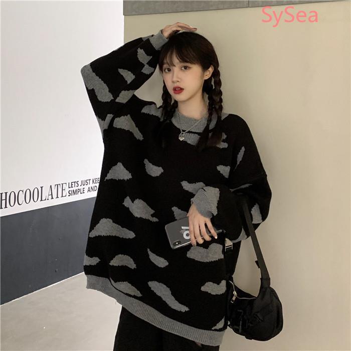Áo Sweater Tay Dài Cổ Tròn Dáng Rộng Xinh Xắn Cho Nữ