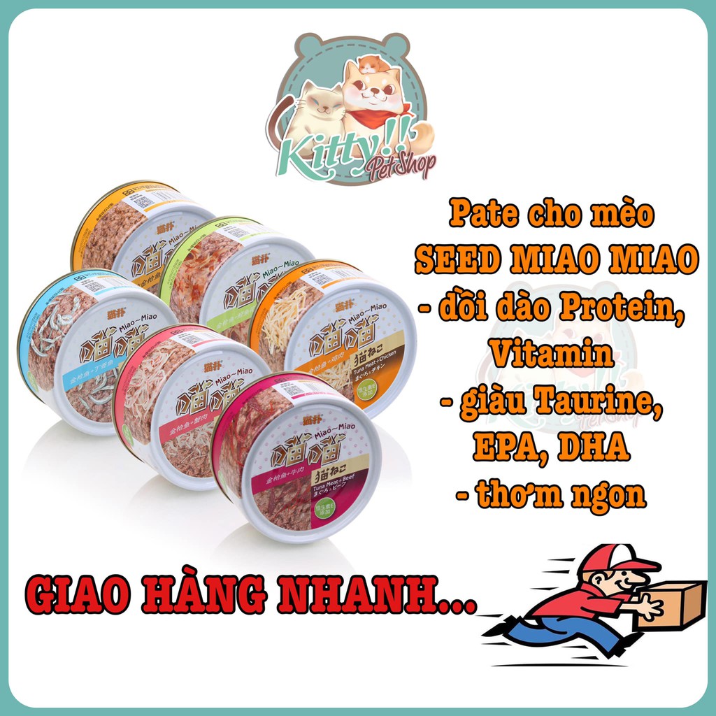 Pate Seed Miao Miao thơm ngon cho mèo lon 170g - thức ăn pate dạng ướt, nhiều vị dành cho mèo - Kitty Pet Shop