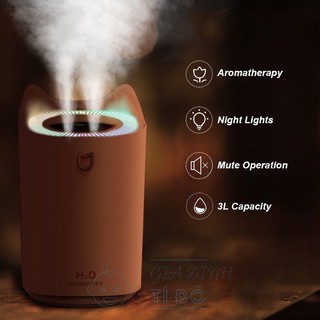 Máy Phun Sương Tạo Ẩm Không Khí Siêu To 3 lít HUMIDIFIER Có Đèn Led 7 Màu Cực Đẹp - Sử Dụng Điện Cổng USB