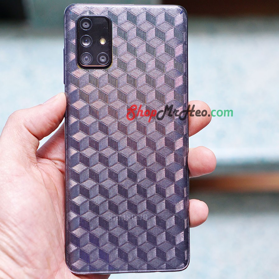 Skin Dán Mặt Sau Lưng Vân 3D Samsung Galaxy A11 - A31 - A51 - A71 - Carbon, Hình Hộp, Nhám, Vân Da