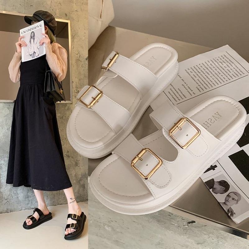 Dép Lê/ sandal ulzzang 2 quai khuy đế 3.5p kiểu mới 2021-2022