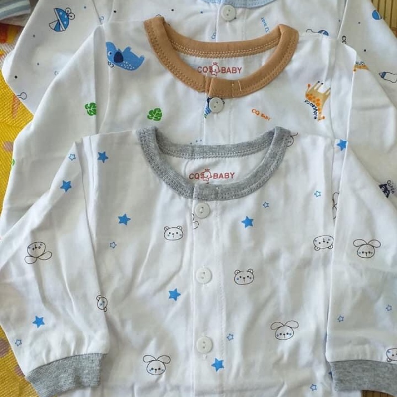 Áo dài tay cho bé sơ sinh bé trai bé gái mùa hè giá rẻ đồ sơ sinh cho bé CQ mẫu trắng ADSS02