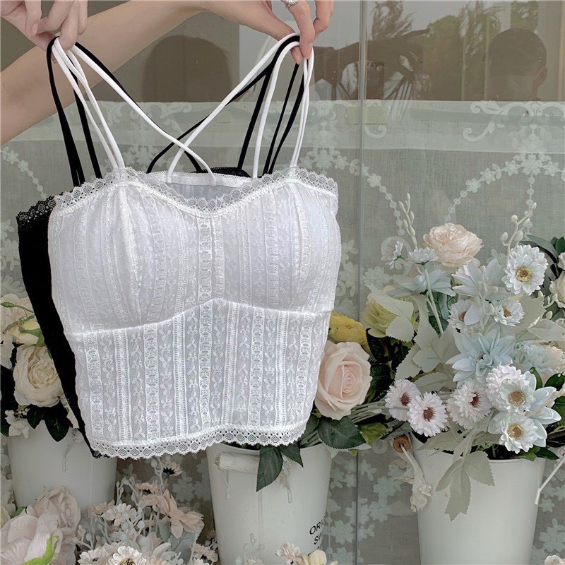 Áo Bra Nữ 2 Dây Ren Mềm - Chéo Lưng Dây Đôi Croptop sexy 2031
