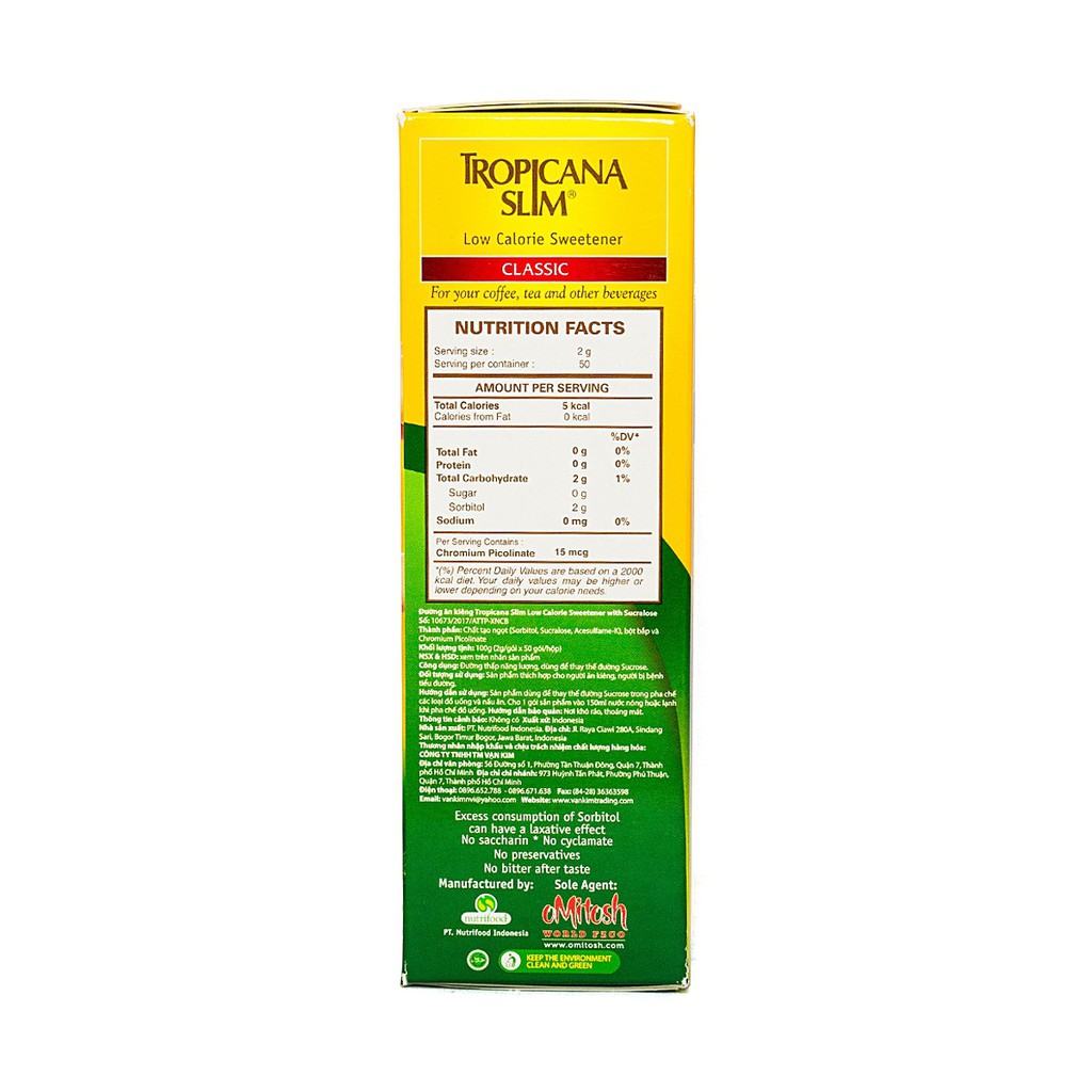 Đường Kiêng Tropicana Slim  - Nguyên liệu pha chế -  Cloud Mart