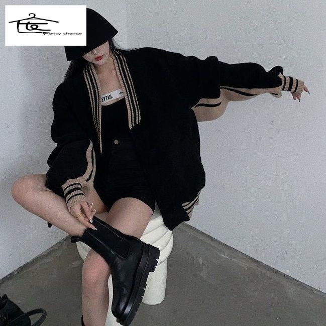 Áo Khoác Bóng Chày Bằng Vải Bông Dày Dặn Giữ Ấm Phong Cách Xuân Thu Cho Nữ