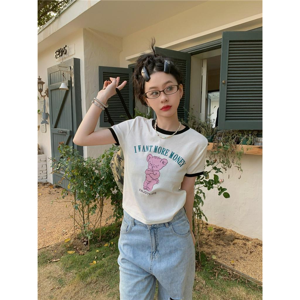 Áo Thun Ngắn Tay In Hình Gấu Vui Nhộn Dễ Thương 61791