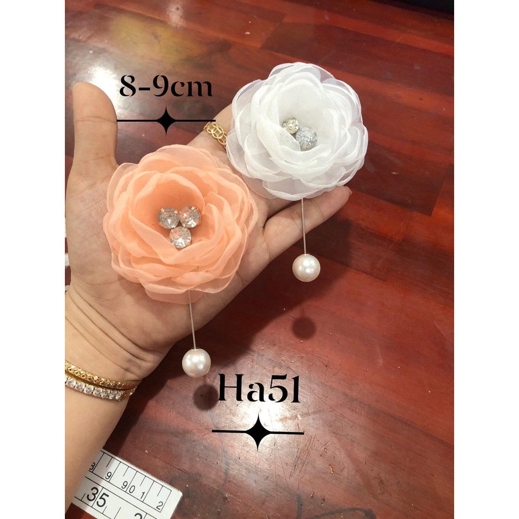 hoa cài áo hạt trai 8-9cm