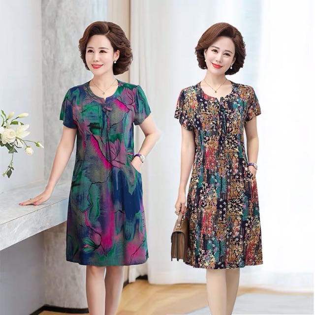 Đầm lụa cotton trung niên ( hàng quảng châu )