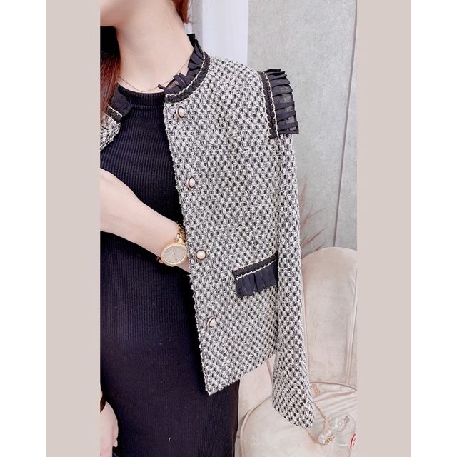 Áo dạ tweed mắt na thời trang nữ ảnh thật by MULLET