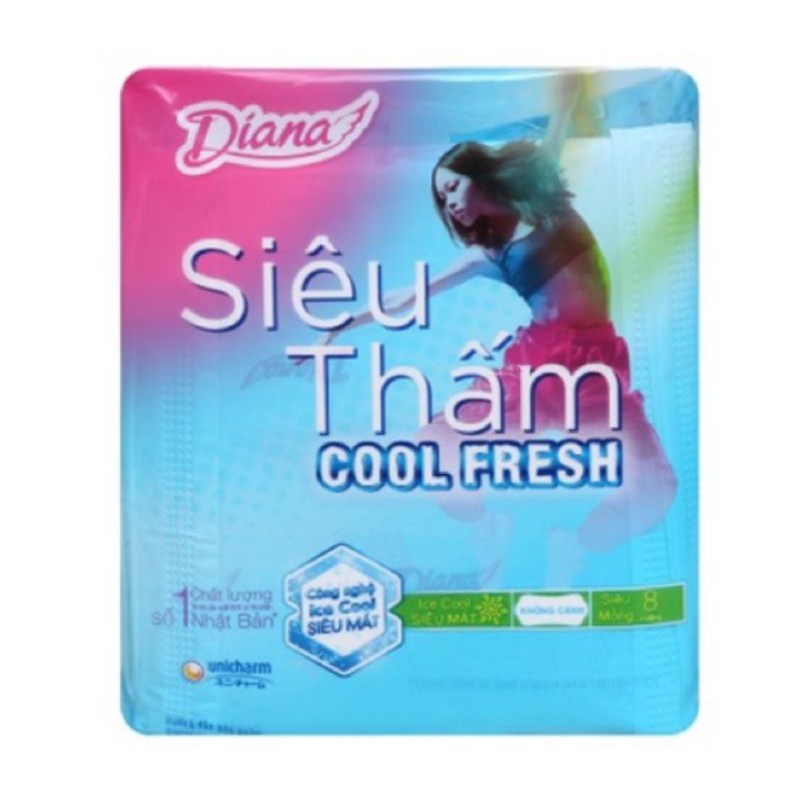 Băng vệ sinh Diana siêu thấm Cool Fresh siêu mỏng ( 8 miếng )