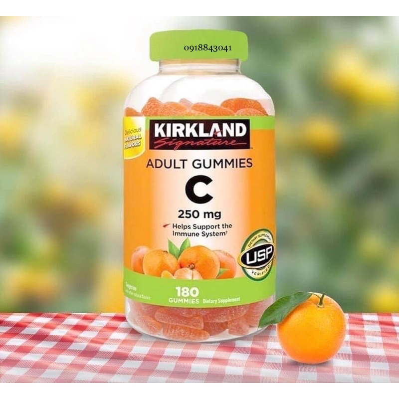 Kẹo dẻo Kirkland Adult Gummies Vitamin C 250mg Hộp 180 Viên [Mỹ]