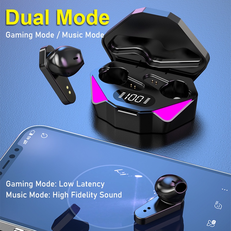 Tai nghe không dây chơi game bluetooth TWS Vinetteam X15 , Điều khiển cảm ứng có độ trễ thấp, Micrô rảnh tay -dc4777