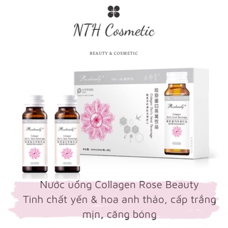 Nước uống Collagen Rose Beauty tinh chất yến và hoa anh thảo, cấp trắng mịn, căng bóng