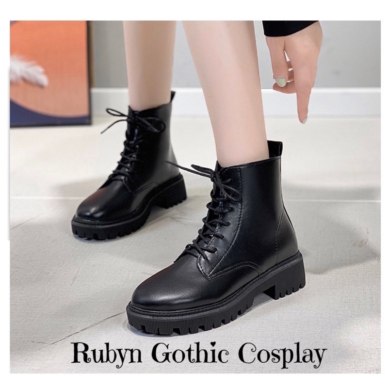 [Sẵn]Giày Boots Cổ Lửng Basic ( Đen Bóng, Đen Nhám ) Size 35 - 40 C1