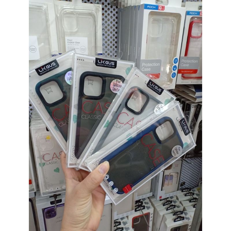 Ốp lưng Likgus Viền màu lưng nhám mờ iPhone 14 pro max/13/13 pro/ 12 pro max / 12 / 12 pro / 11 6.1/ 11 Pro Max/xs max/X