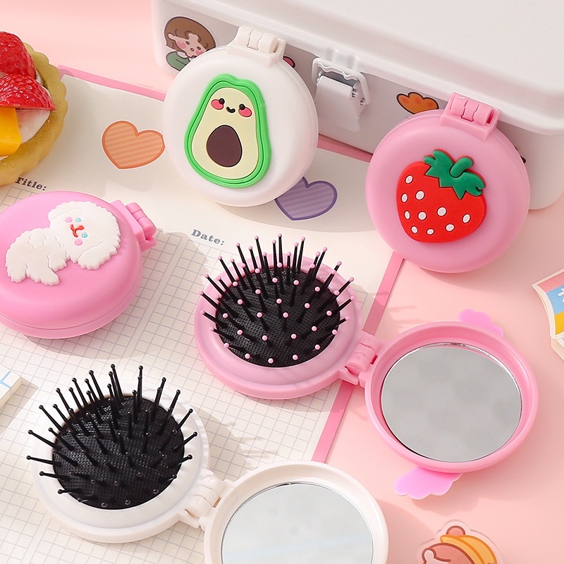 Gương kèm lươc chải tóc siêu xinh nhiều mẫu mới chibi 2022