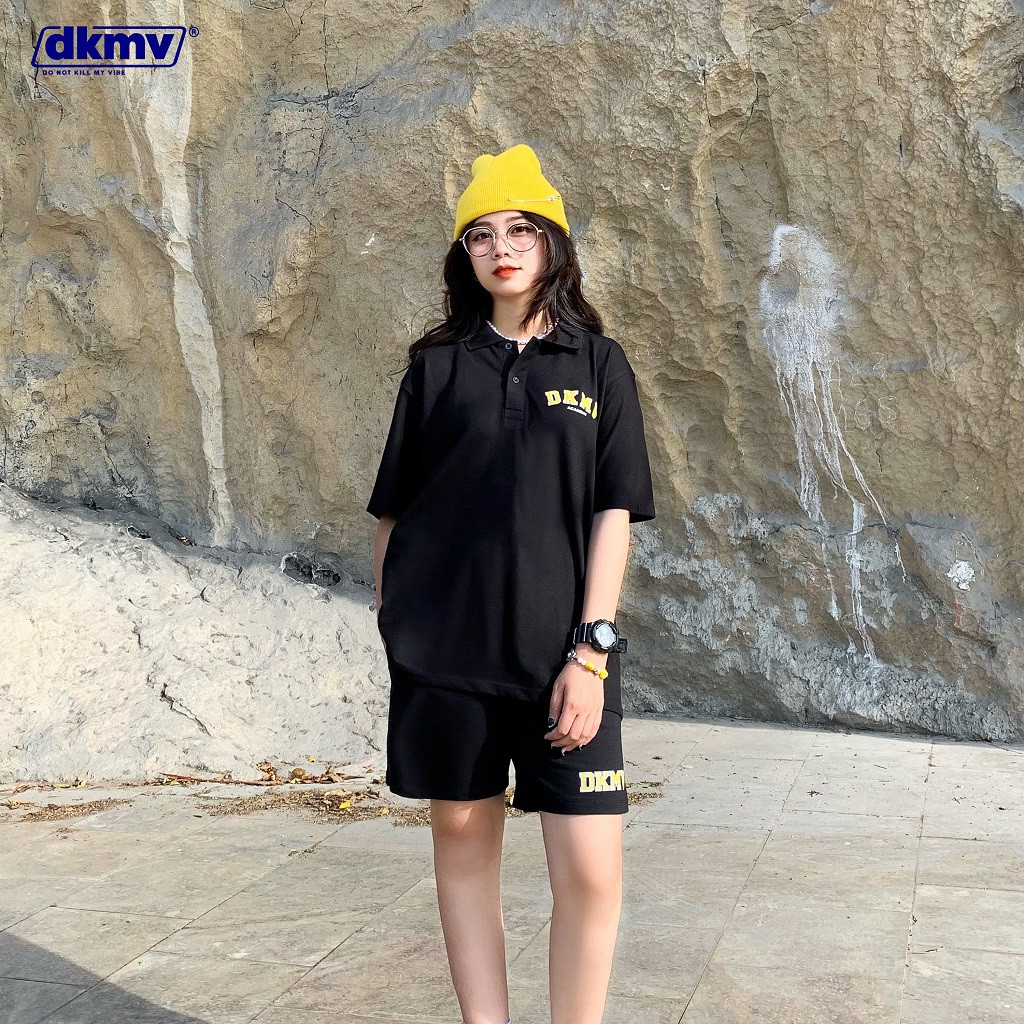 Áo thun Polo nữ oversize màu đen Don't Kill My Vibe| Black Academy Polo | BigBuy360 - bigbuy360.vn