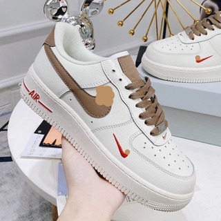 Giày AF1 vệt nâu, giày thể thao af1 màu sữa vệt nâu nam nữ full box bill 2022