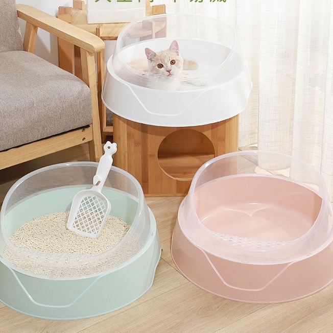 Chậu vệ sinh tròn khay vệ sinh mèo tròn cỡ đại viền trong thiết kế độc đáo