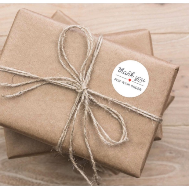 Sticker Thank You nền trắng chữ đen - Cuộn băng keo tape đẹp 500cái x 2.5cm