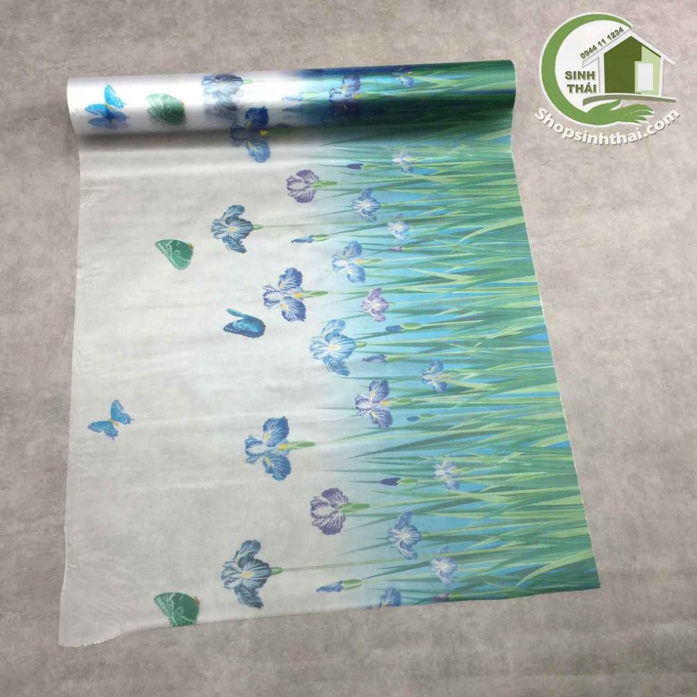 Giấy dán kính hoa lá nửa xanh nửa trắng - khổ 90cm - có sẵn keo | BigBuy360 - bigbuy360.vn