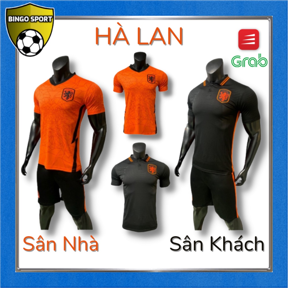 Áo Bóng Đá, Đá Banh, Thể Thao Tuyển HÀ LAN - Thun Lạnh 4 Chiều Logo Thêu Nổi Cao Cấp, Sân Nhà, Khách BINGO SPORT