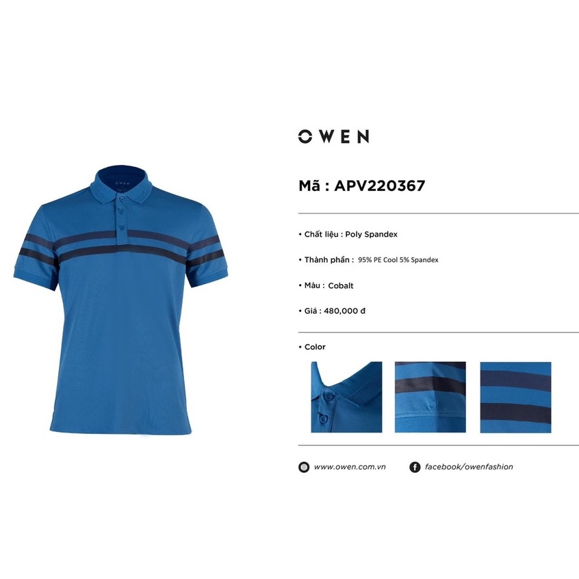 Áo polo owen màu xanh coban body fit APV220367