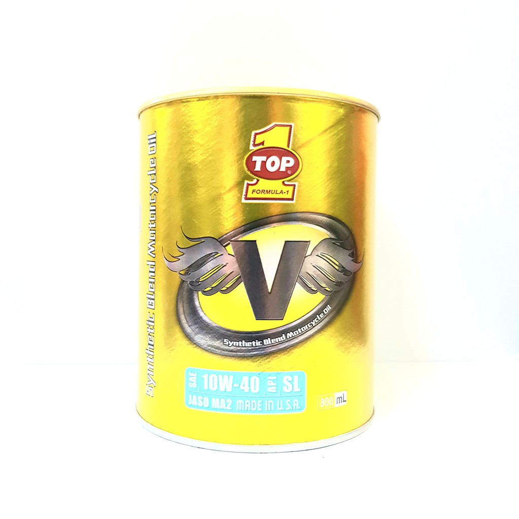 Top 1 Super V SAE 10W40 0.8L/ 1L Nhớt xe số và ga lon vàng / lon tím