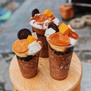 Milo dầm pudding trân châu, set nguyên liệu làm milo dầm trân châu đường đen, thơm ngon mùa hè đến