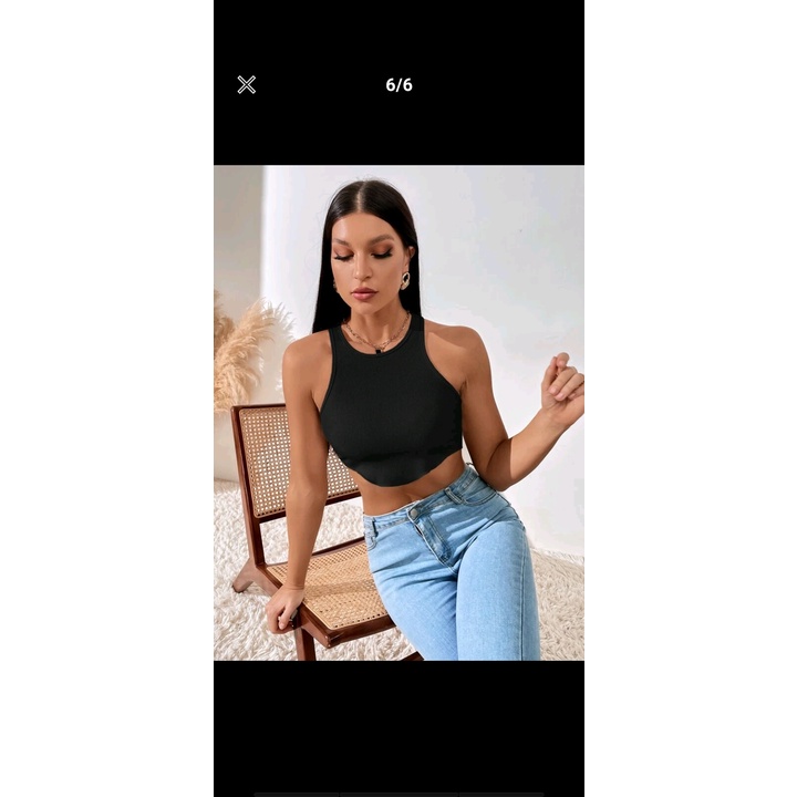 [Mã FAMARAL2 giảm 10K đơn 50K] Áo ba lỗ croptop nữ ôm body khoét nách sâu HAGA cổ tròn vải tăm lạnh ABLVB35 | BigBuy360 - bigbuy360.vn