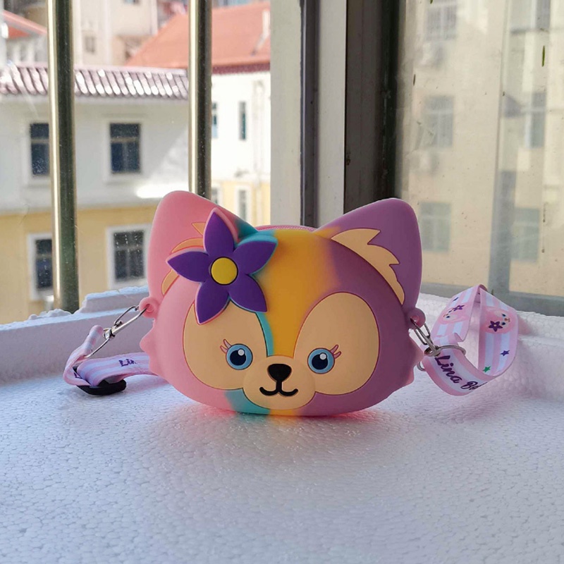 Disney LinaBell Silicone Túi đeo vai, Pop it Fidget Túi đeo chéo con kỳ lân, Push Bubble Ví tiền xu Đồ chơi