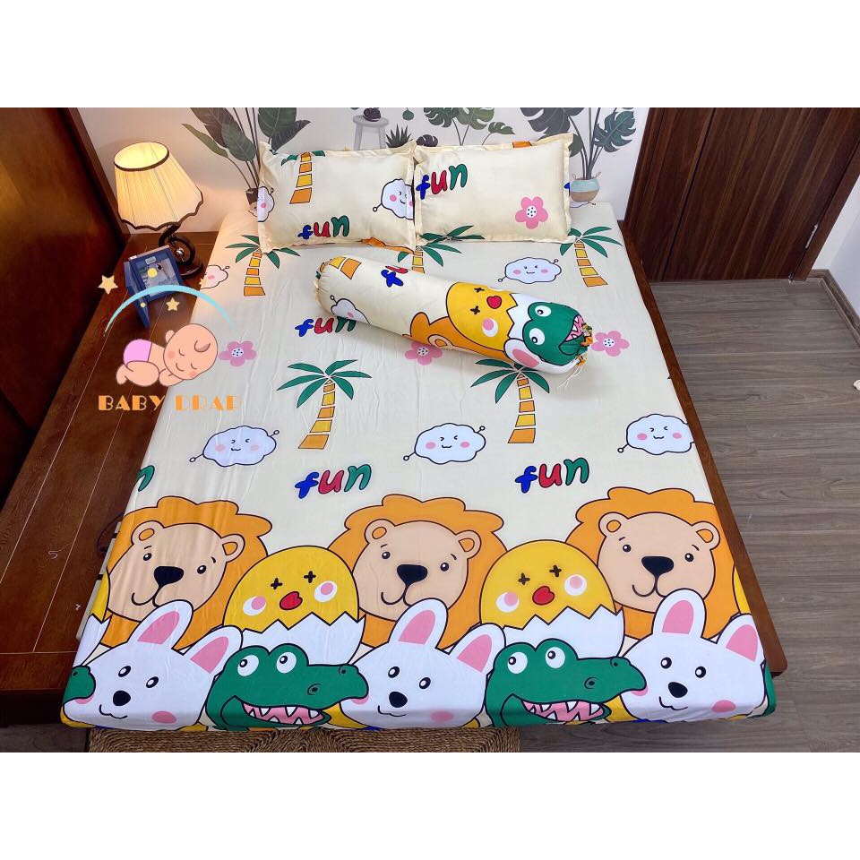 Bộ Ga Gối Mẫu 2021 cotton poly 1m6x2m,1m8x2m-HCM sư tử và cây dừa